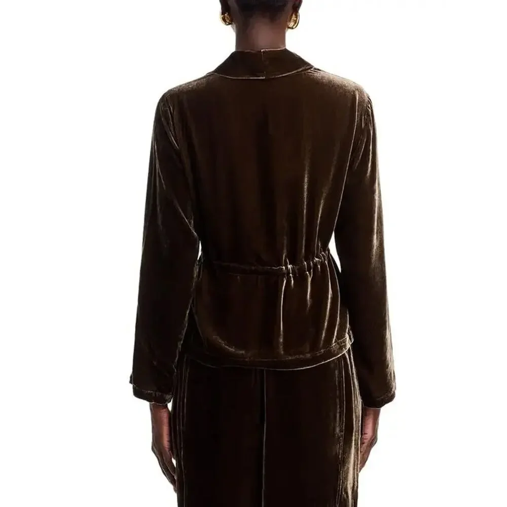 Eileen Fisher High Collar Velvet Jacket Wren - Size XS - NWT